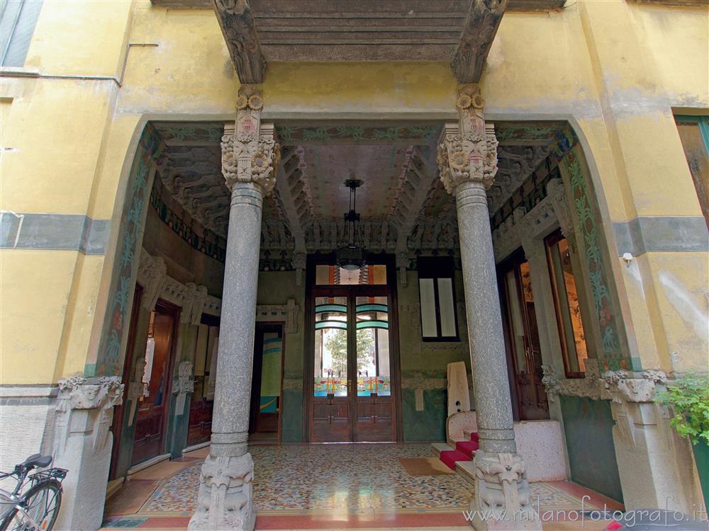 Milan (Italy) - The entrance hall of House Campanini seen from the court